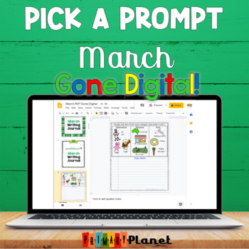 Preview of Digital Writing Prompts with Pictures | March | Picture Writing Prompts
