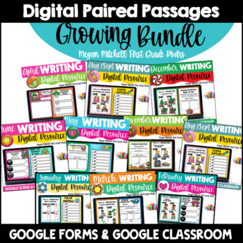 Preview of Digital Writing YEAR LONG BUNDLE Google Classroom Google Slides