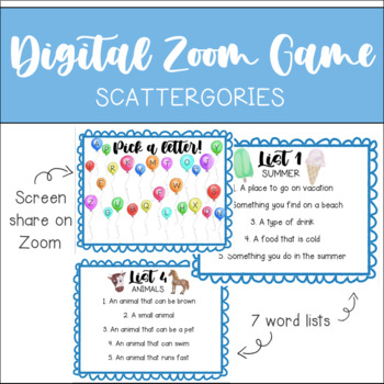 Preview of Digital Zoom Game - Scattergories | Virtual Learning | Virtual Games | Distance