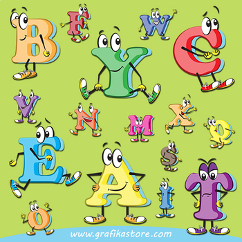 Preview of Digital alphabet clipart : teacher 's supplies, school, party and birthday