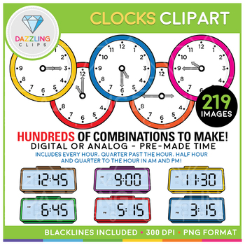 Preview of Digital and Analog Clock Clipart