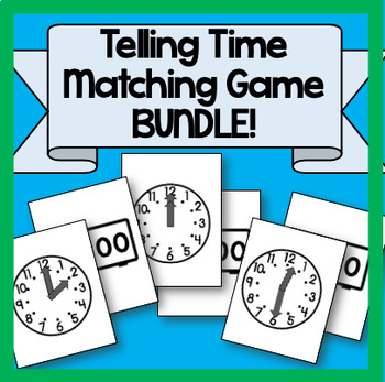 Preview of Digital and Analog Clock Flashcards and Matching Game BUNDLE