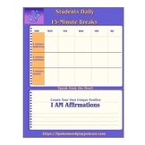 Digital and Editable Students 15-minutes Breaks Daily Planners