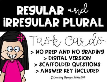 Preview of Distance Learning Regular/ Irregular Plural Noun Review Task Cards (Digital)
