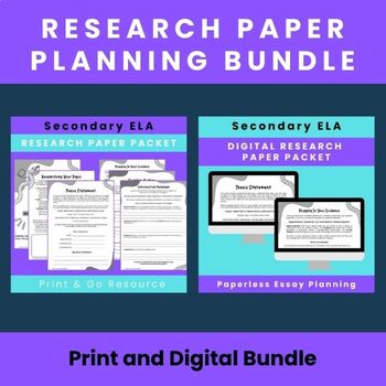 Preview of Digital and Print Bundle - Research Project/Paper Lessons and Planning Packet
