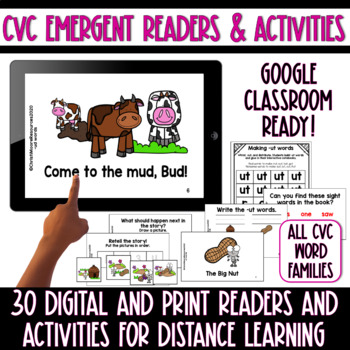 Preview of Digital and Print CVC Emergent Readers and Activities BUNDLE