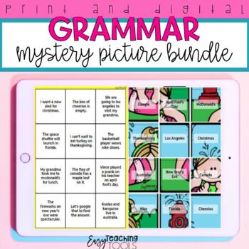 Preview of Digital and Print Grammar Centers - Water Fun Mystery Picture