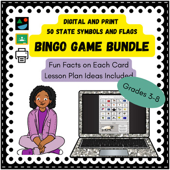 Preview of Digital and Print-and-Go Social Studies 50 State Symbols and Flags Bingo Game