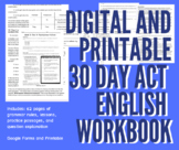 Digital and Printable 30 Day English ACT Prep Workbook BUNDLE