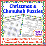 Digital and Printable Christmas & Hanukkah Word Search & C