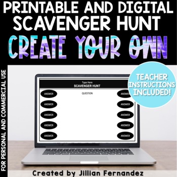 Preview of Digital and Printable Editable Scavenger Hunt Templates