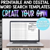 Digital and Printable Editable Word Search Templates