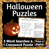 Digital and Printable Halloween Word Search and Crossword Puzzles