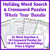 Digital and Printable Holiday Word Search & Crossword Puzz