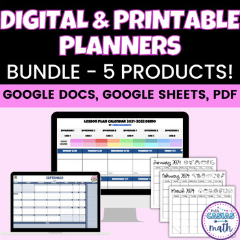 Preview of Digital and Printable Planners and Calendars BUNDLE -  Google Docs, Sheets, PDFs