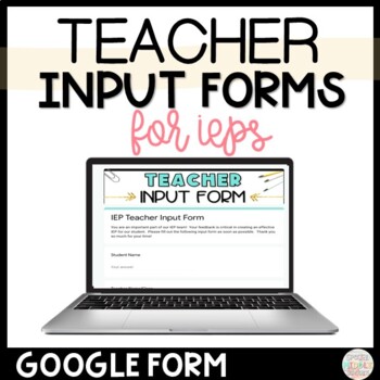 Preview of Teacher Input Forms for IEPs Digital and Printable