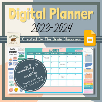 Preview of Digital and Printable Teacher Planner 2023-24 (Fully Editable on Google Slides)