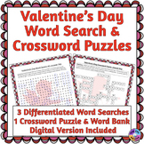 Digital and Printable Valentine's Day Word Search and Cros