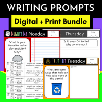 Preview of Digital and Printable Writing Prompts for the Whole Year (Bundle)