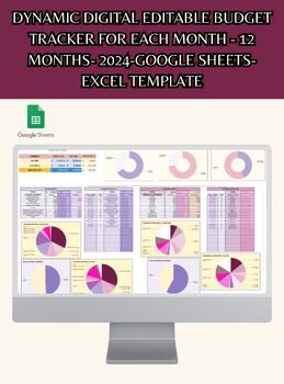 Preview of Digital budgeting teacher planner, expense & income 12 sheets for each month