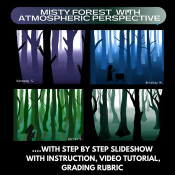 Preview of Digital art project atmospheric perspective misty forest