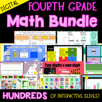 Preview of Digital fourth grade math bundle for google slides and google sheets