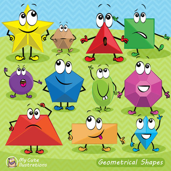 Preview of Digital geometrical shapes clipart : teacher 's supplies, school and birthday