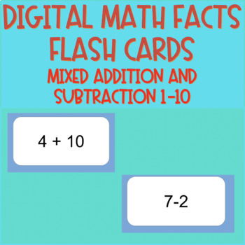 Preview of Digital math flashcards mixed addition/subtraction 1-10