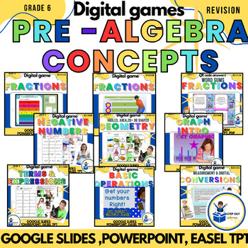 Preview of Digital math games: Pre algebra - basic operations/fractions/geometry/problem
