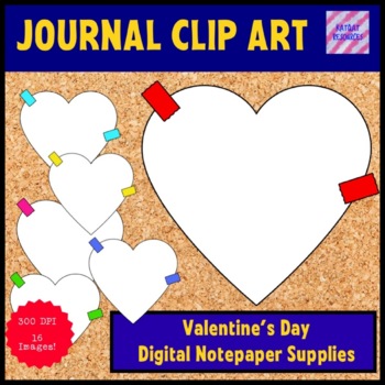 Preview of Digital notes - Rectangle Virtual Paper Supplies - Valentine's Love Hearts