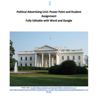 Preview of Digital or In-Person Political Ad Presentation & Asst:Editable Word & Google