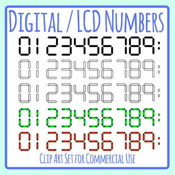 Digital or LCD Display Numbers for Calculators / Screen / Clocks 0-9 Clip  Art