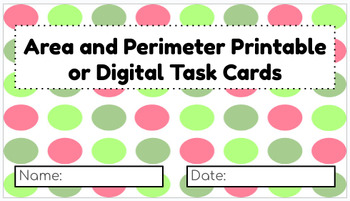 Preview of Digital or Print ~ AREA & PERIMETER ~ Task Cards (grade 3/4)
