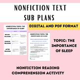Digital or Print Sub Plans - Nonfiction Reading Comprehension