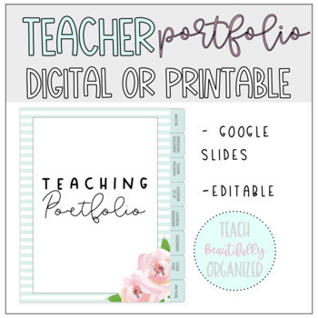 Preview of Digital or Printable Teaching Portfolio  {Google Slides)