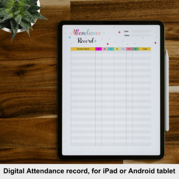 Preview of Digital & printable Attendance Record, weekly attendance, Attendance Sheet