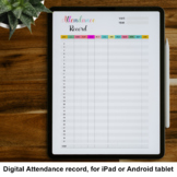 Digital & printable Attendance Record, yearly attendance, 