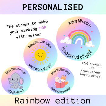 Preview of Digital stamps: PERSONALISED Rainbow edition
