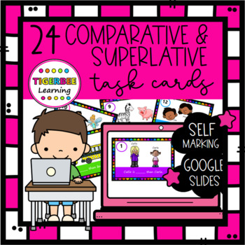 Preview of Digital task cards: comparative and superlative adjectives for Google Forms.