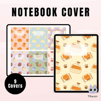 Preview of Digital teacher planner goodnotes,cat cartoon book cover template,Back to School