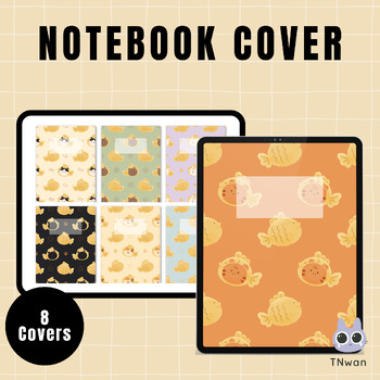 Preview of Digital teacher planner goodnotes,cat cartoon book cover template,Back to School
