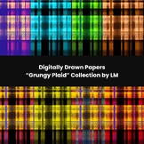 Digitally Drawn Grungy Plaid Pattern Papers for Download
