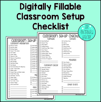 Digitally Editable Classroom Setup Checklist | Classroom Management