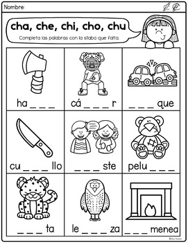 Letra Ch S labas con cha che chi cho chu Spanish alphabet activities