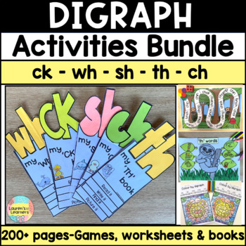 Preview of Digraph worksheets kindergarten sh ch wh ck th digraph activities, games, books