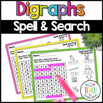 Preview of Phonics Word Search Digraph Word Search Digraph Activities & Digraph Centers