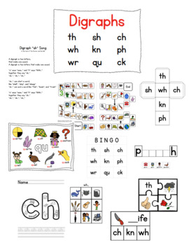 Beginning Digraph Bingo (CH, SH, KN, PH, QU, TH, WH, WR) by The