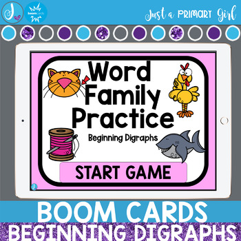 Preview of Beginning Digraph BOOM Cards™ Distance Learning|Seesaw|Google Slides|Task Cards|