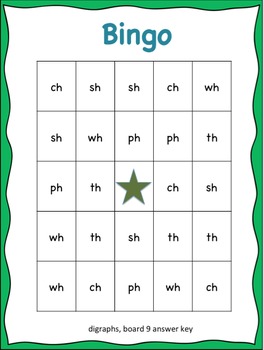 Digraph Bingo Game (sh, ch, wh, th, ph) by Teach Learn Live | TpT