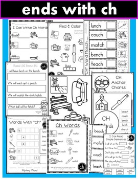 Digraph CH Phonics Practice Printables and Activities (Beginning and